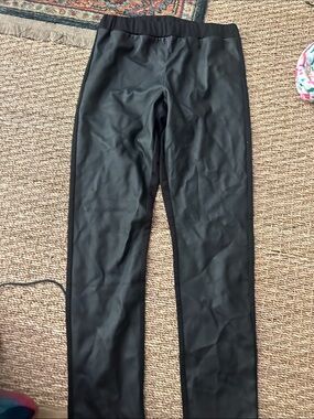 Kids Black Faux Leather Leggings